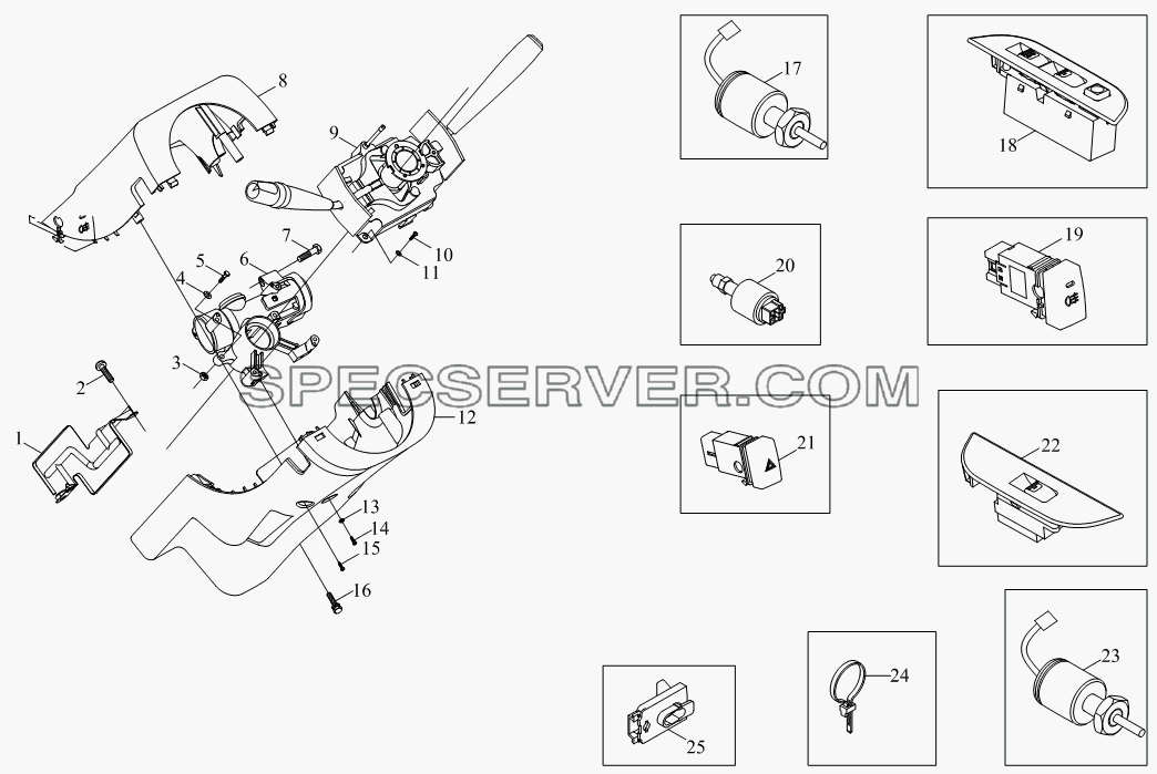 1SB1803730117, 1SB1803730118 Переключатель для BJ1041, BJ1069 (Ollin) (список запасных частей)