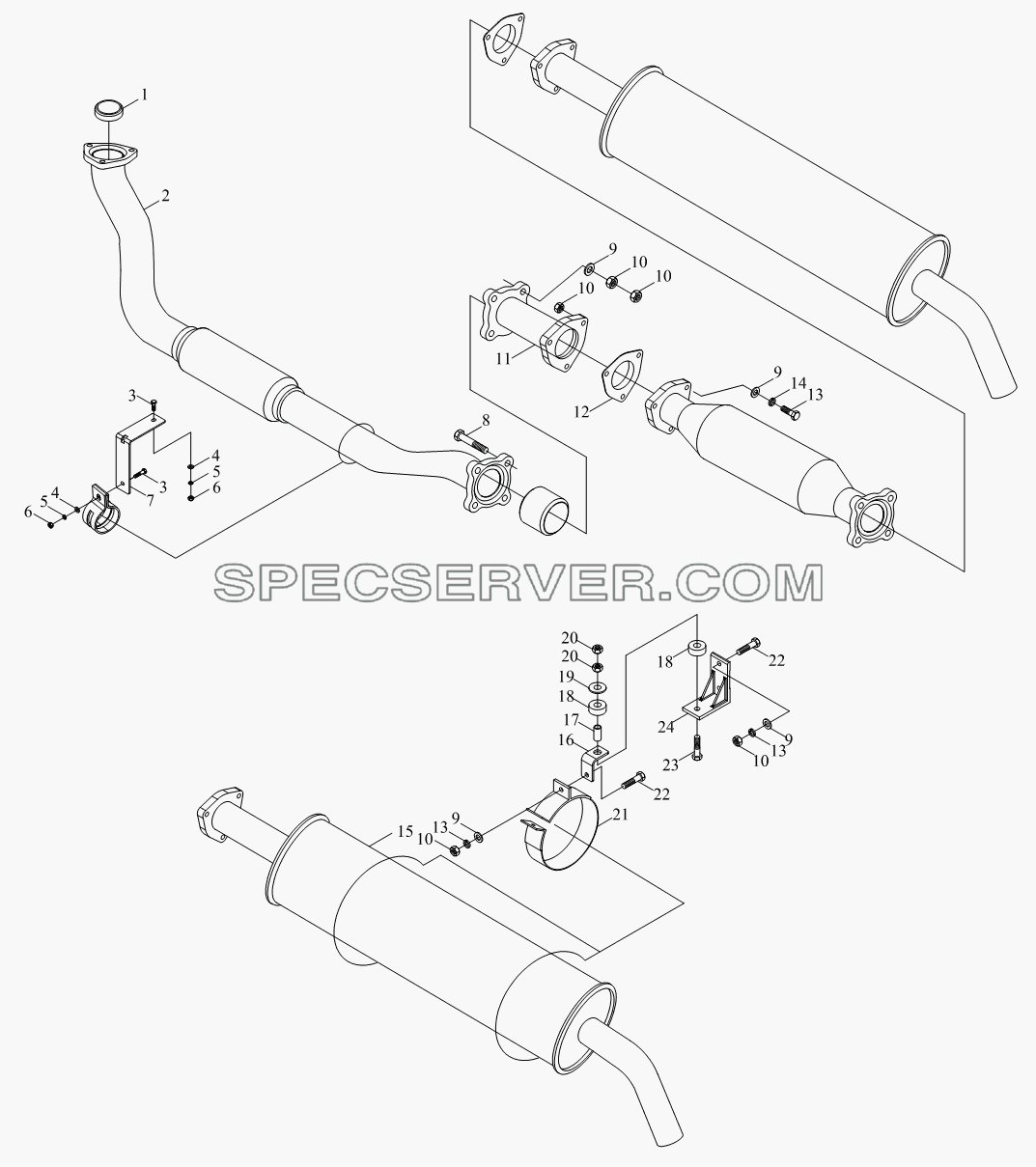1S10411200102 Выпускное устройство для BJ1041, BJ1069 (Ollin) (список запасных частей)