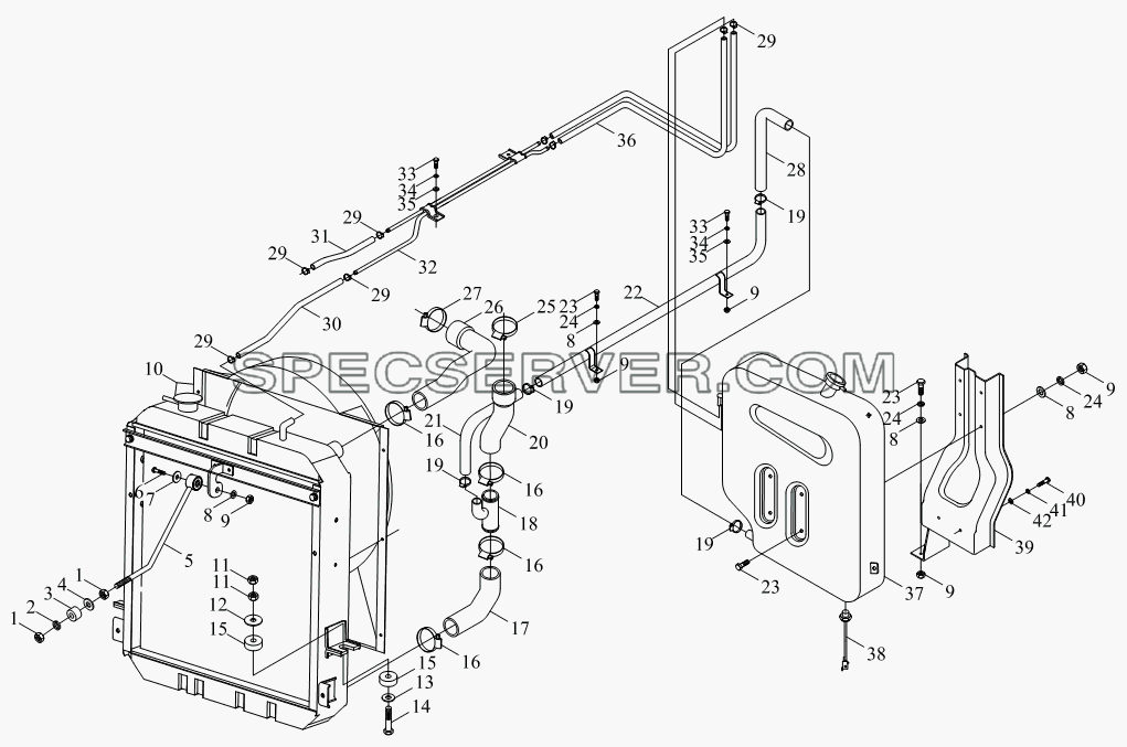 1S10591300102 Система охлаждения для BJ1041, BJ1069 (Ollin) (список запасных частей)