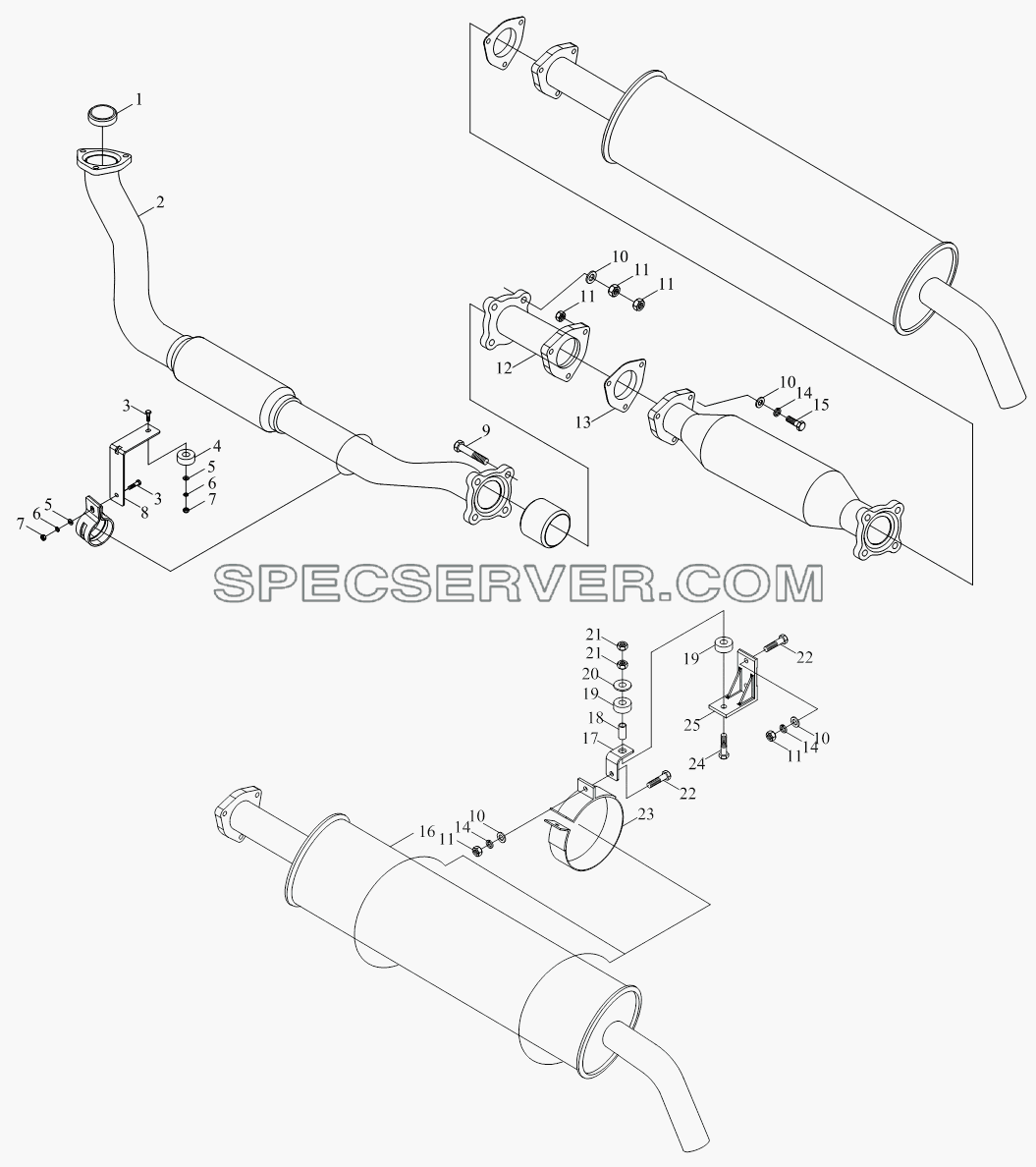 1S10691200111 Выпускное устройство для BJ1041, BJ1069 (Ollin) (список запасных частей)