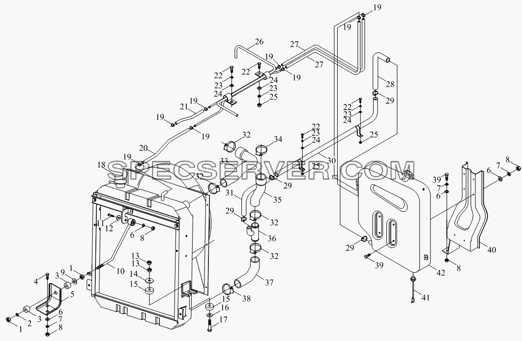 1S10691300101 Система охлаждения для BJ1041, BJ1069 (Ollin) (список запасных частей)