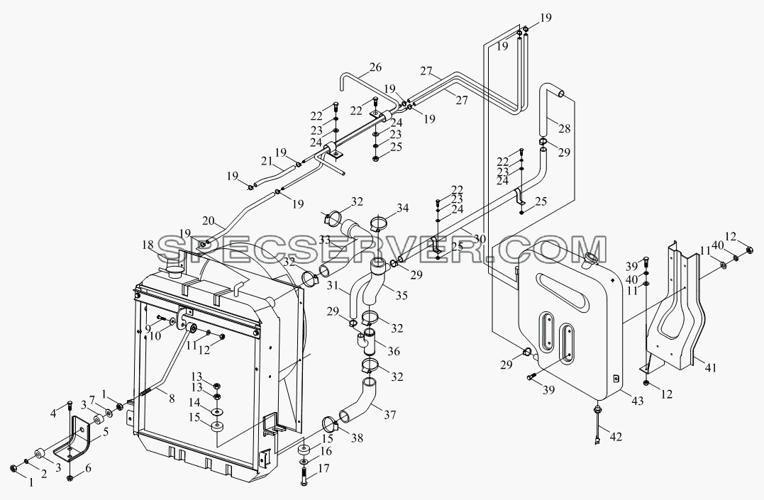 1S10691300102 Система охлаждения для BJ1041, BJ1069 (Ollin) (список запасных частей)