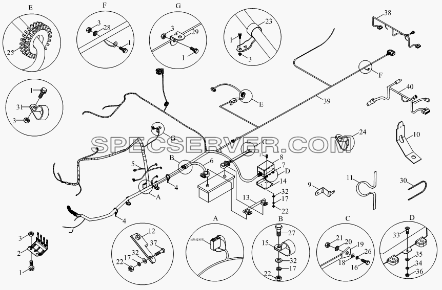 1S10693623016, 1S10693623023 Жгут шасси для BJ1041, BJ1069 (Ollin) (список запасных частей)