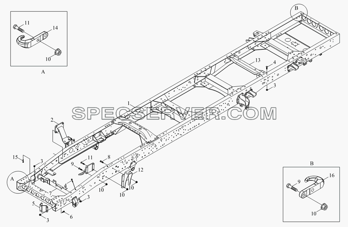 1S10592800101, 1S10492800118 Рама для BJ1041, BJ1069 (Ollin) (список запасных частей)