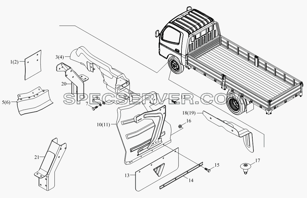 1SB2008430102 Брызговик колеса для BJ1041, BJ1069 (Ollin) (список запасных частей)
