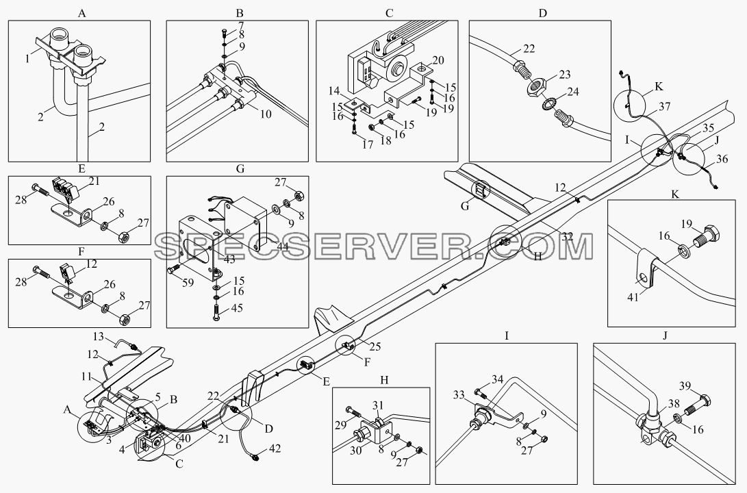 1S10493560147 Тормозная магистраль (шасси) для BJ1041, BJ1069 (Ollin) (список запасных частей)