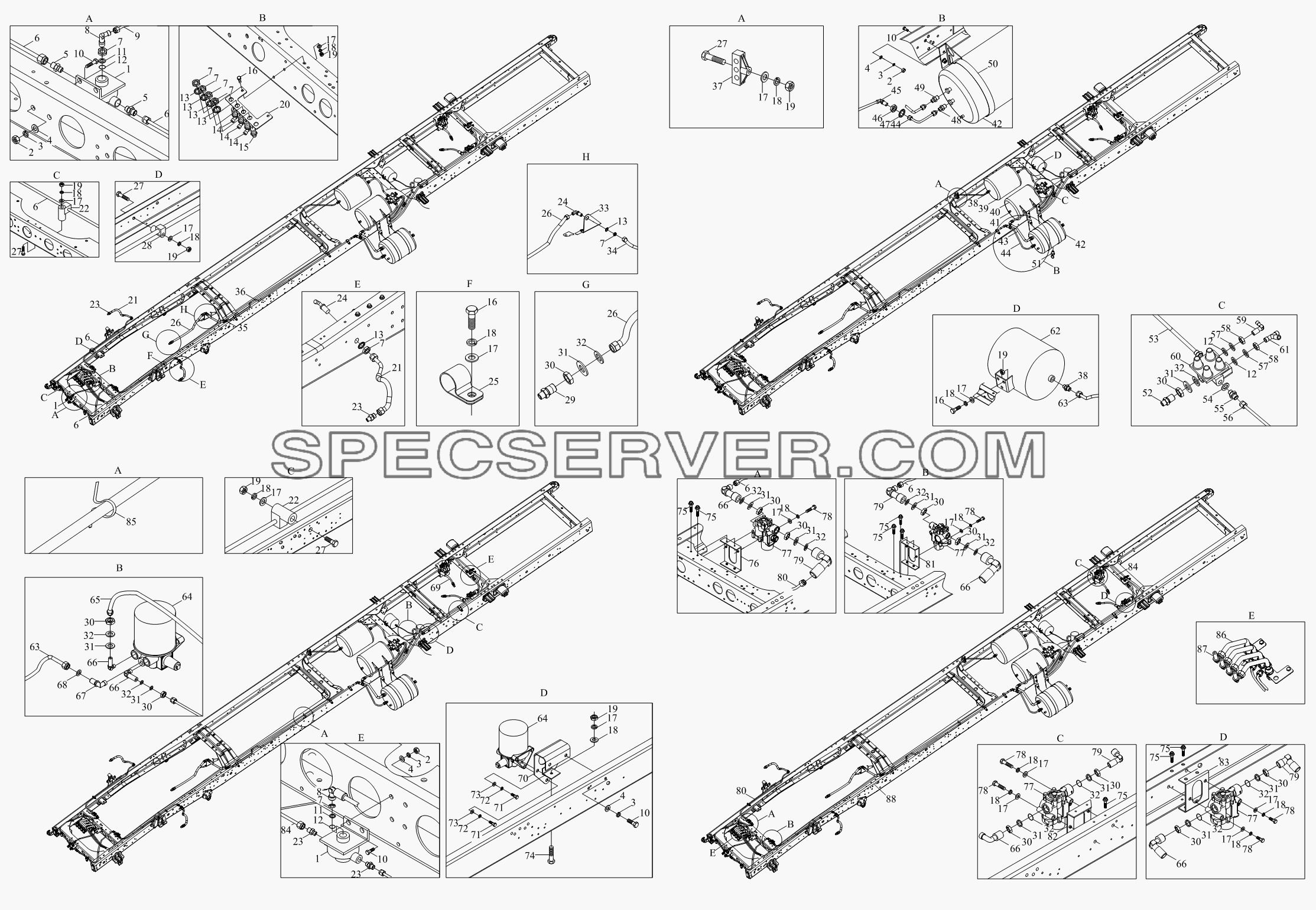 1S10693560126 Тормозная магистраль (шасси) для BJ1041, BJ1069 (Ollin) (список запасных частей)