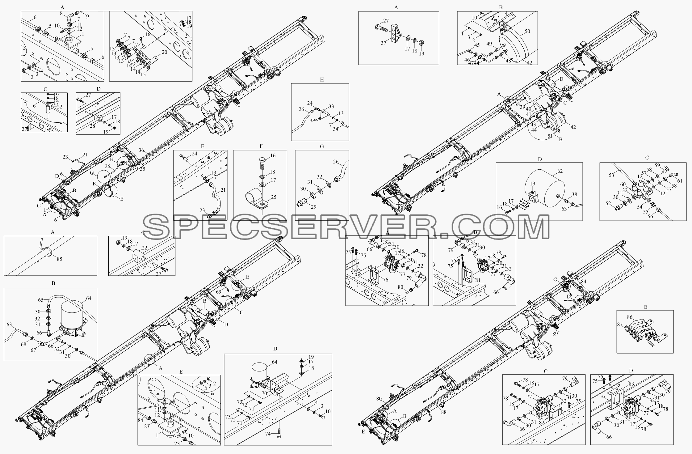 1S10693560127 Тормозная магистраль (шасси) для BJ1041, BJ1069 (Ollin) (список запасных частей)