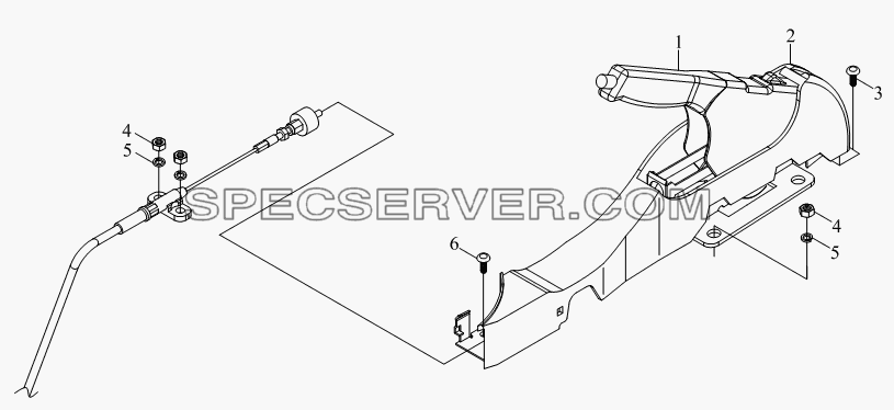1S10493530102 Механизм управления стояночным торможением для BJ1041, BJ1069 (Ollin) (список запасных частей)