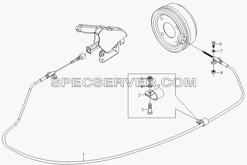 1S10693580103 Механизм управления стояночным тормозом для BJ1041, BJ1069 (Ollin) (список запасных частей)