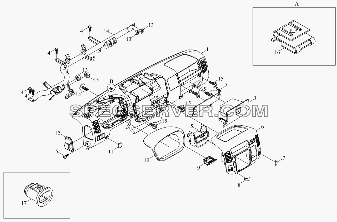 1SB1805350101 Приборная доска для BJ1041, BJ1069 (Ollin) (список запасных частей)