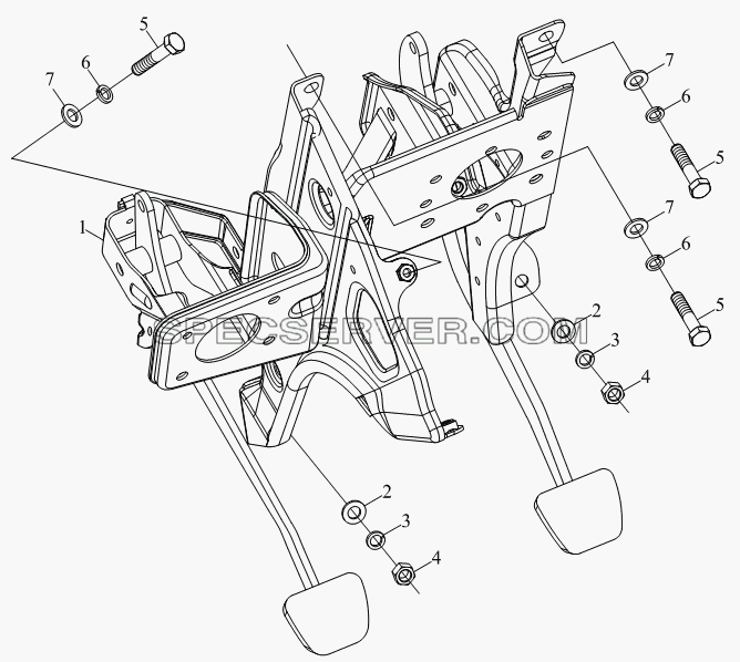 1S10493540102 Подвеска педали для BJ1041, BJ1069 (Ollin) (список запасных частей)