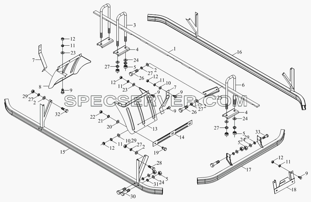 1SB1808590106 Агрегат для монтажа кузова-фургона для BJ1041, BJ1069 (Ollin) (список запасных частей)