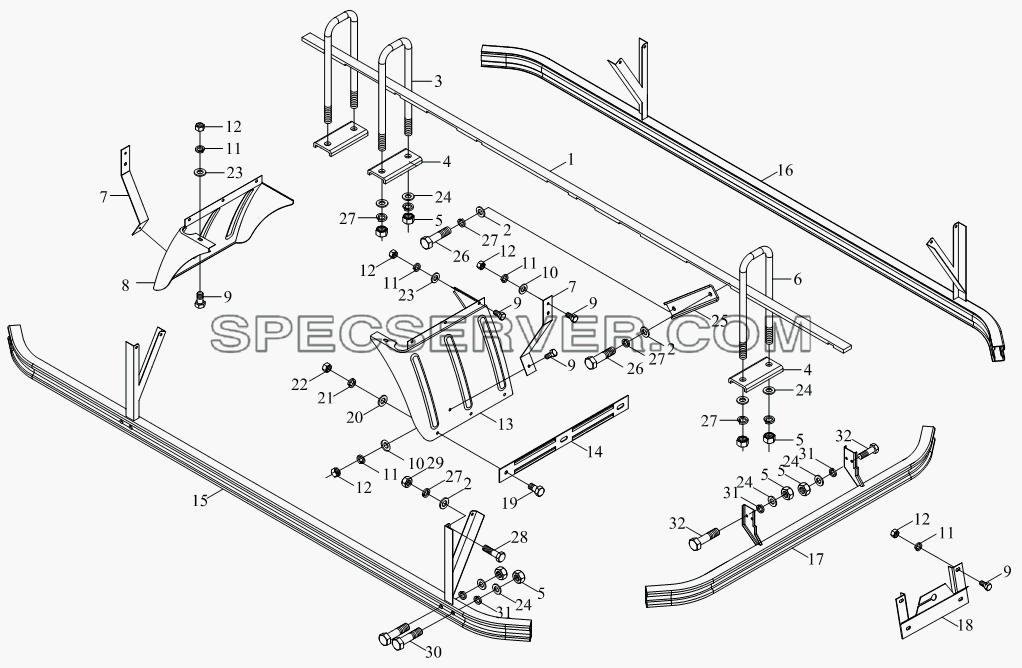 1SB1808590107 Агрегат для монтажа кузова-фургона для BJ1041, BJ1069 (Ollin) (список запасных частей)