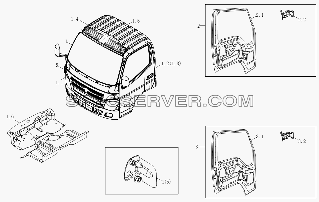 1SB2005000205 Корпус кузова для BJ1051, BJ1061 (Aumark) (список запасных частей)