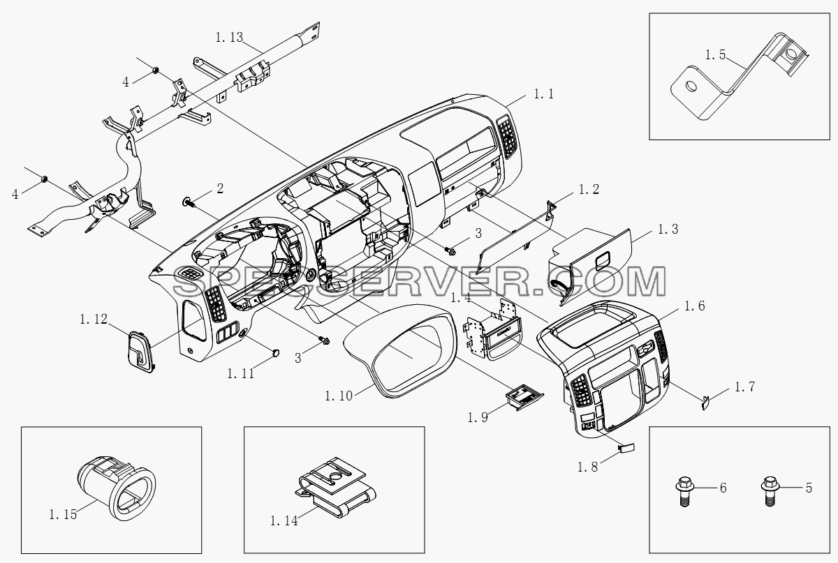 1SB2005350101 Панель приборов для BJ1051, BJ1061 (Aumark) (список запасных частей)