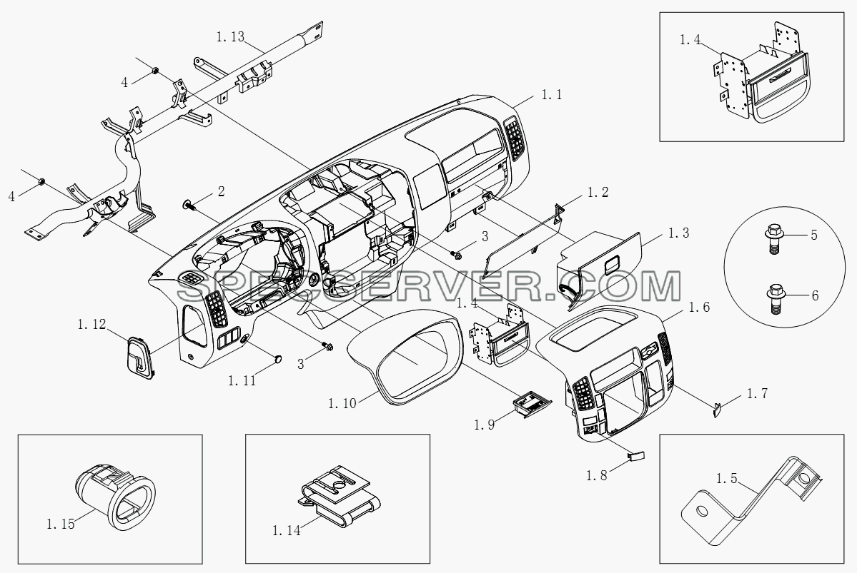 1SB2005350103 Панель приборов для BJ1051, BJ1061 (Aumark) (список запасных частей)