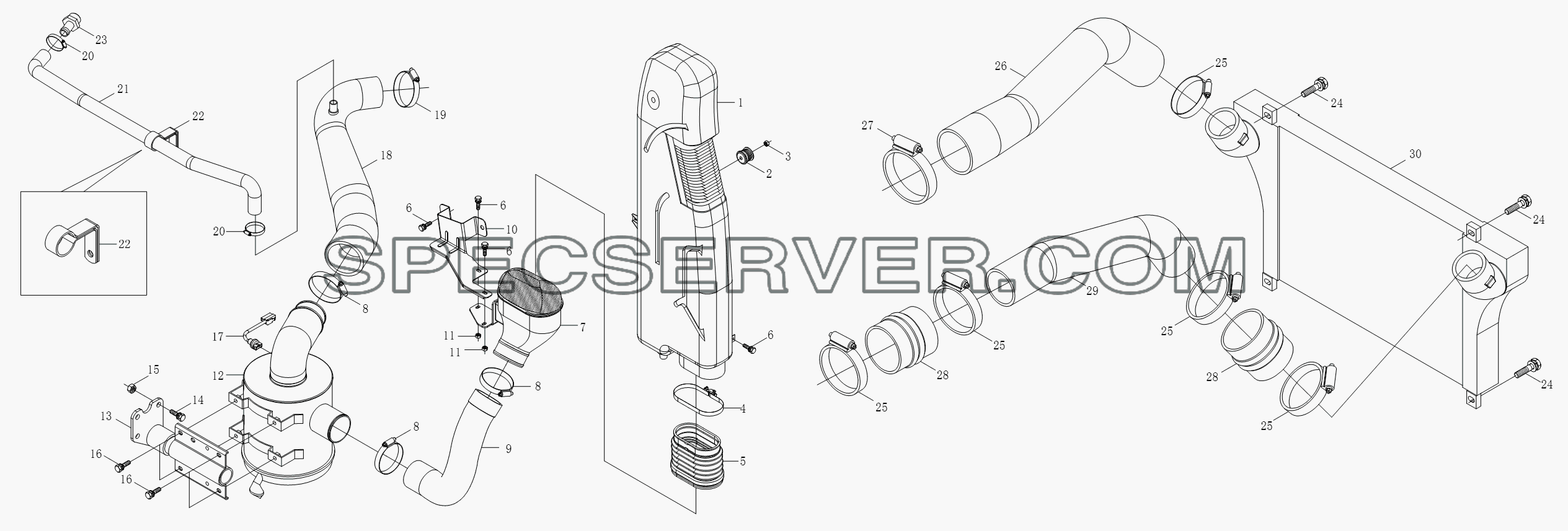 1S10511190108 Впускное устройство для BJ1051, BJ1061 (Aumark) (список запасных частей)