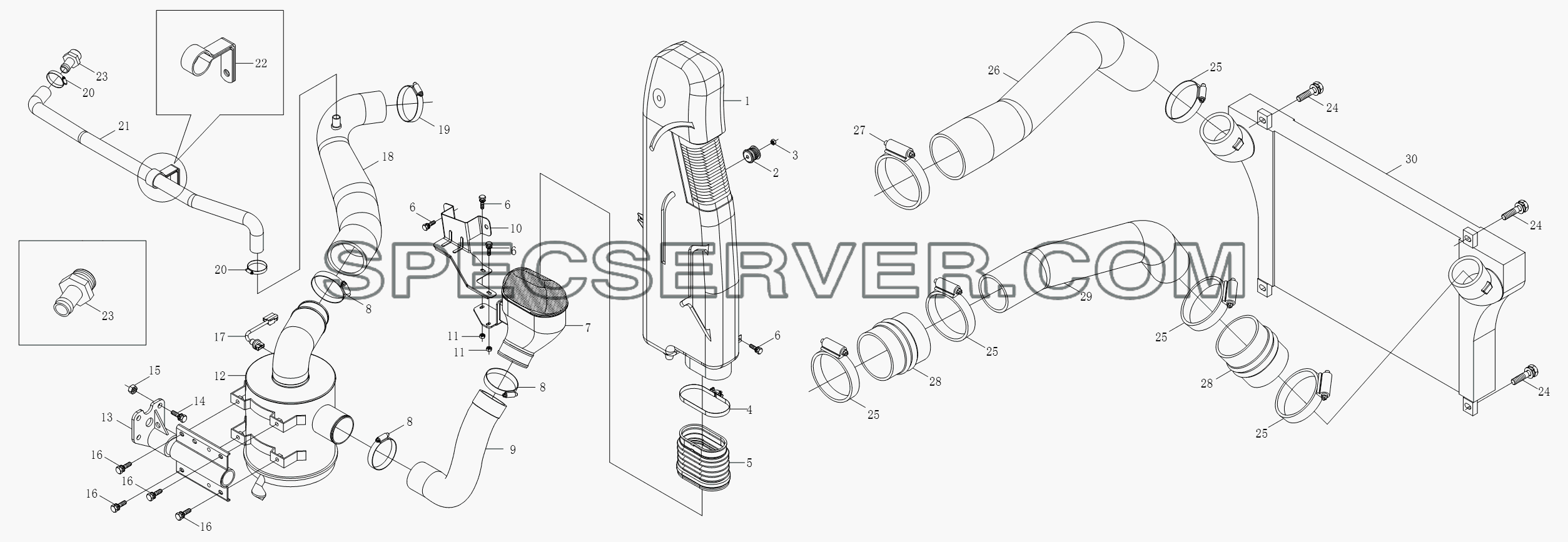 1S10611190103 Впускное устройство для BJ1051, BJ1061 (Aumark) (список запасных частей)