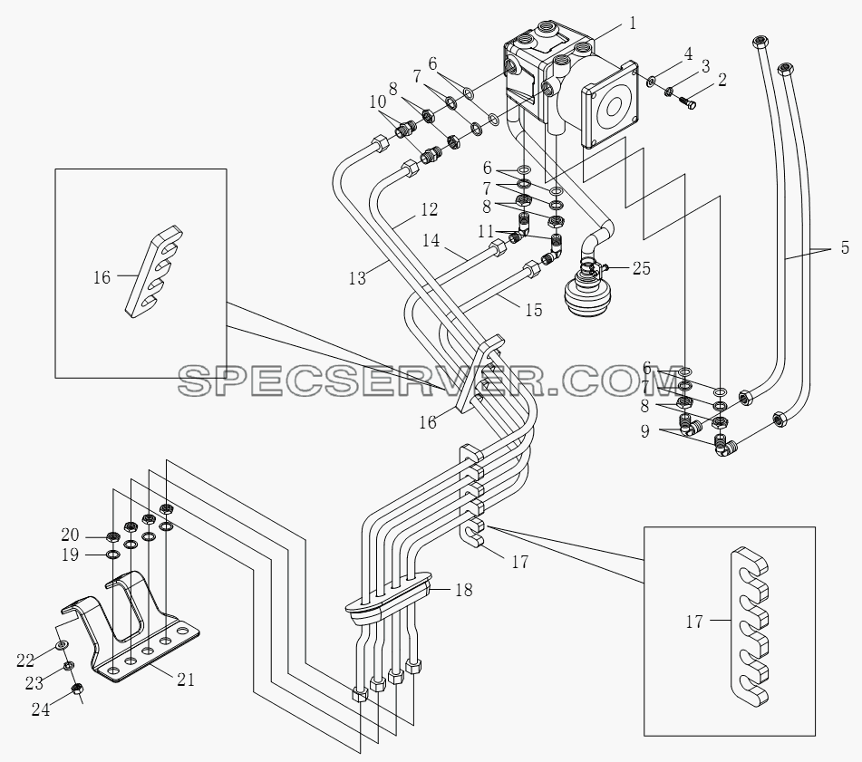 1S10613590001 Тормозной трубопровод кузова для BJ1051, BJ1061 (Aumark) (список запасных частей)