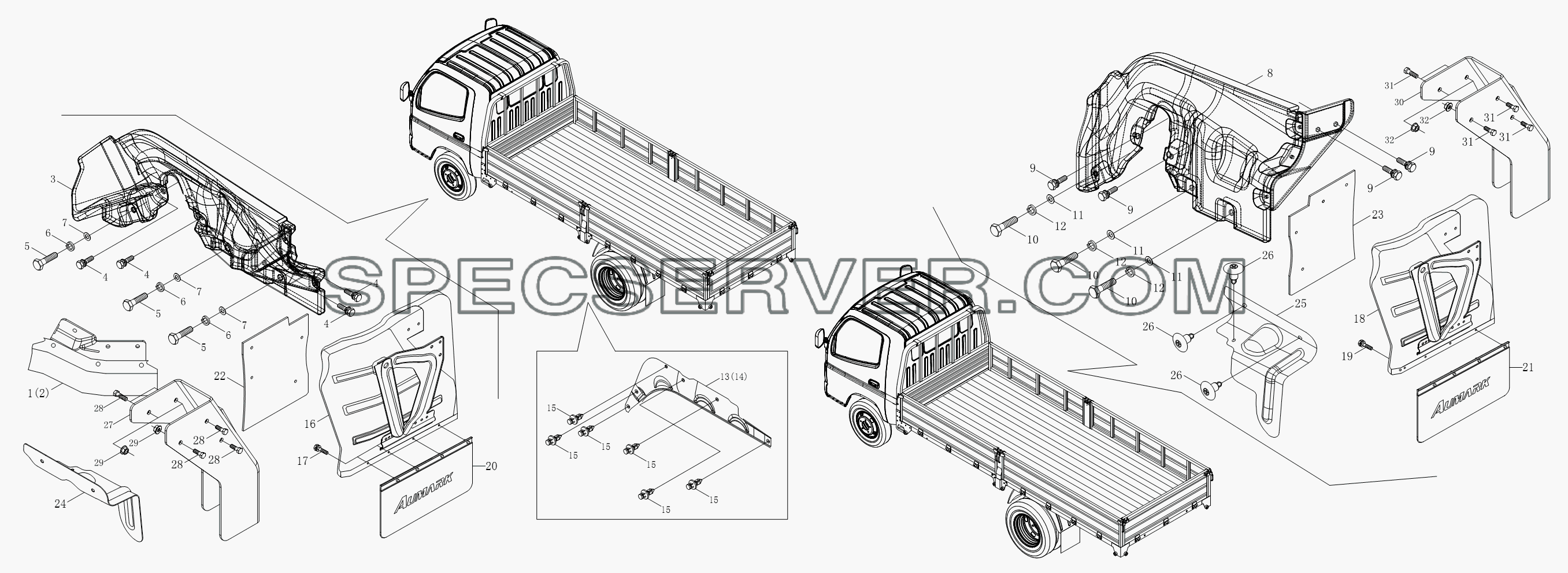 1SB2008430202 Подножки для BJ1051, BJ1061 (Aumark) (список запасных частей)