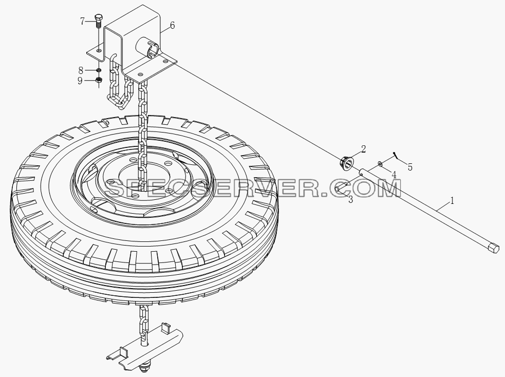 1S10333150102 Орган для монтажа запасной шины для BJ1051, BJ1061 (Aumark) (список запасных частей)