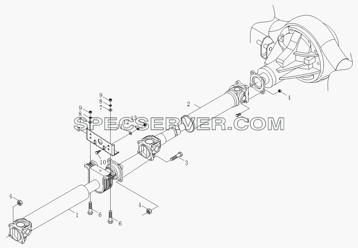 1S10512200101 Карданный вал для BJ1051, BJ1061 (Aumark) (список запасных частей)