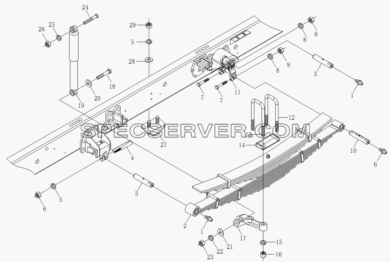 1S10692950102 Задняя подвеска для BJ1051, BJ1061 (Aumark) (список запасных частей)