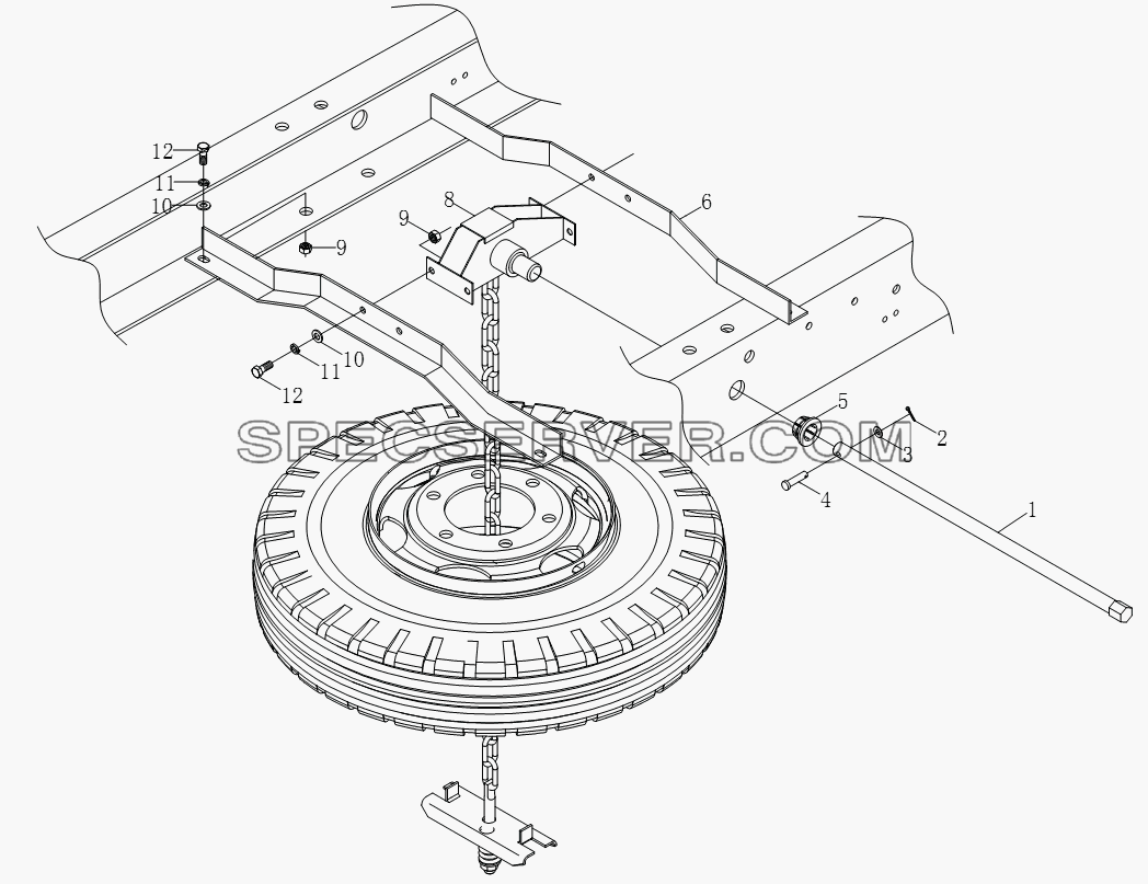1S10663150000 Держатель запасного колеса для BJ1051, BJ1061 (Aumark) (список запасных частей)