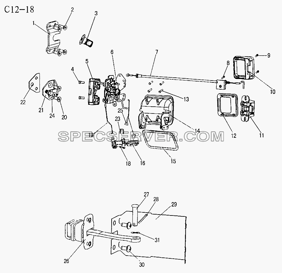 DOOR LOCK (C12-18) для Sinotruck (полного) (список запасных частей)