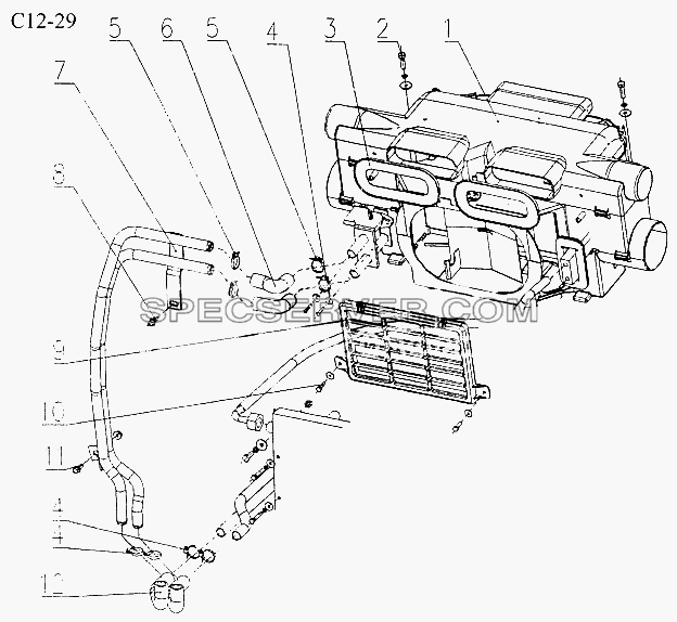 DRIVER'S CAB HEATlNG (C12-29) для Sinotruck (полного) (список запасных частей)