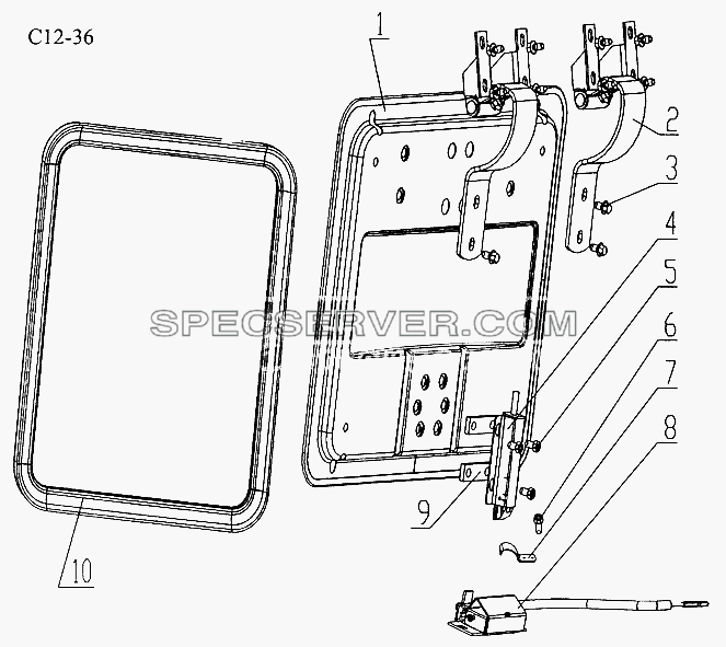 TOOL BOX FOR LONG AND HIGH-ROOF CAB (C12-36) для Sinotruck (полного) (список запасных частей)