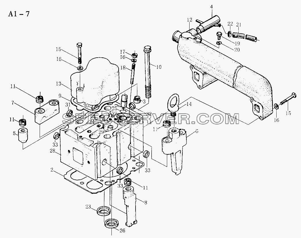 WD615 CYLINDER HEAD (A1-7) для Sinotruck (полного) (список запасных частей)