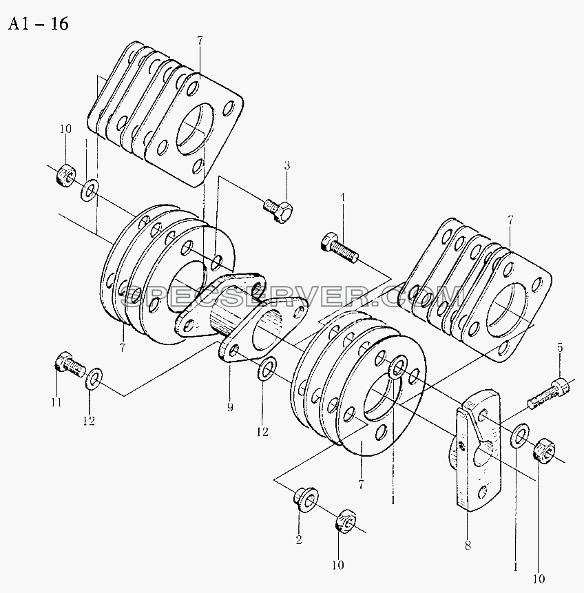 WD615 INJECTION PUMP COUPLING (A1-16) для Sinotruck (полного) (список запасных частей)
