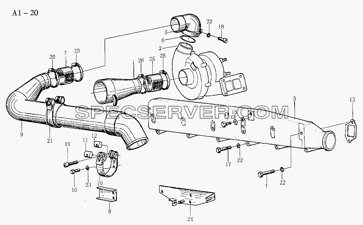 WD615 AIR INTAKE MANIFOLD (A1-20) для Sinotruck (полного) (список запасных частей)