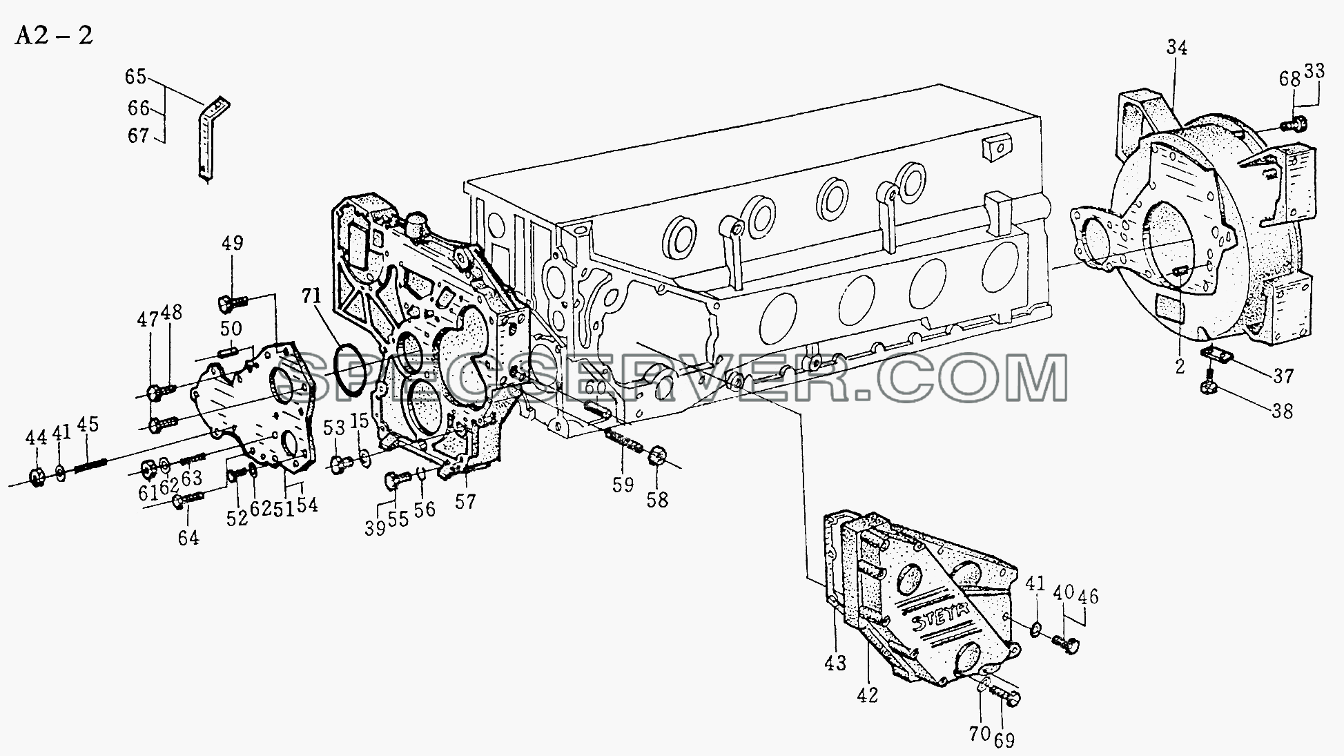 WD618 GEAR CASE, FLYWHEEL HOUSING    (A2-2) для Sinotruck (полного) (список запасных частей)