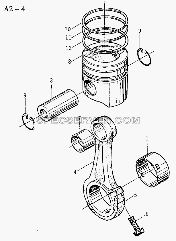 WD618 CONNECTING ROD, PISTON (A2-4) для Sinotruck (полного) (список запасных частей)