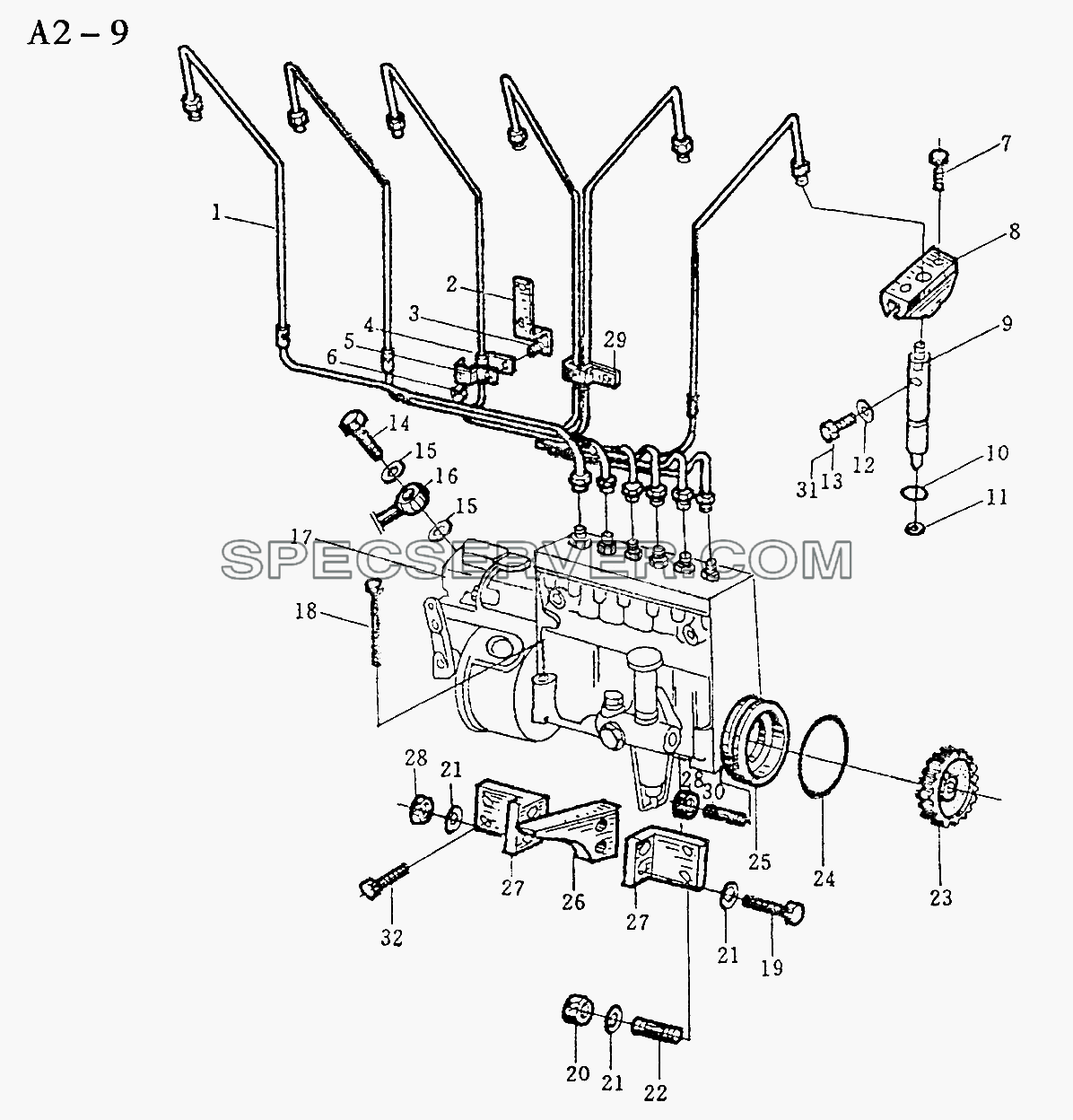 WD618 INJECTION PUMP, INJECTION LINES (A2-9) для Sinotruck (полного) (список запасных частей)