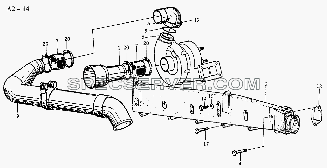 WD618 AIR INTAKE MANIFOLD (A2-14) для Sinotruck (полного) (список запасных частей)