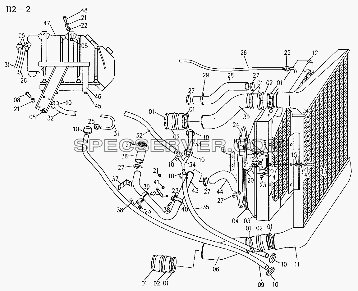 WD618 COOLING SYSTEM (B2-2) для Sinotruck (полного) (список запасных частей)