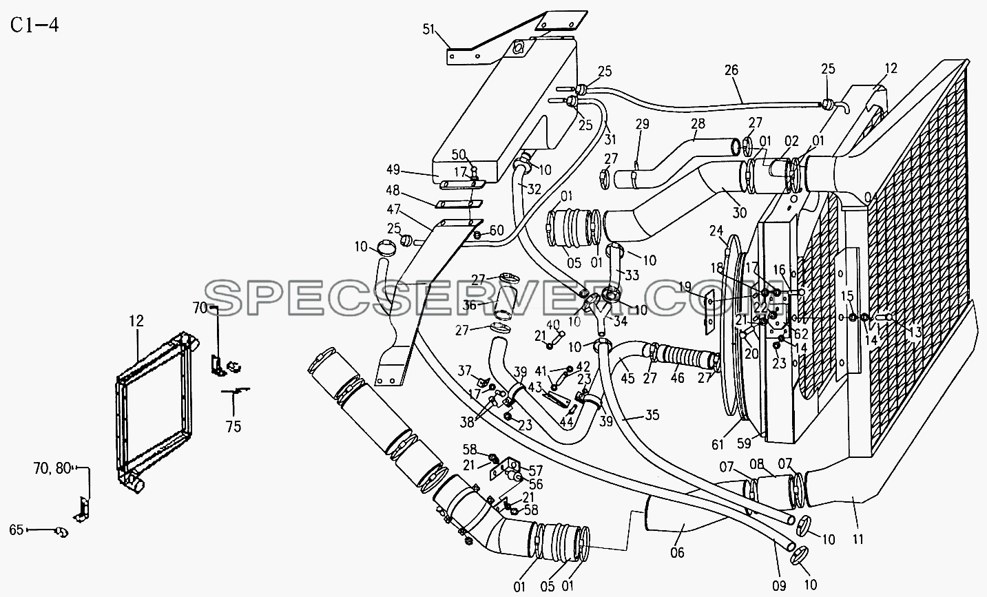 COOLING SYSTEM (C1-4) для Sinotruck (полного) (список запасных частей)