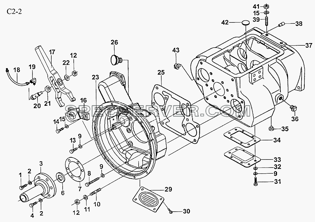 Ф430 CLUTCH HOUSING FOR FAST RT-11509C (C2-2) для Sinotruck (полного) (список запасных частей)