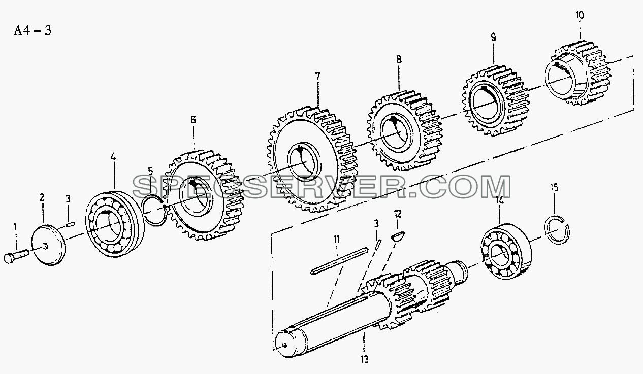Fuller LAY SHAFT, WHEELS (A4-3) для Sinotruck (полного) (список запасных частей)
