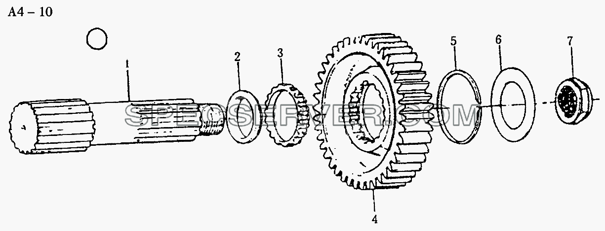 Fuller aux. Gearbox OUTPUT SHAFT (A4-10) для Sinotruck (полного) (список запасных частей)