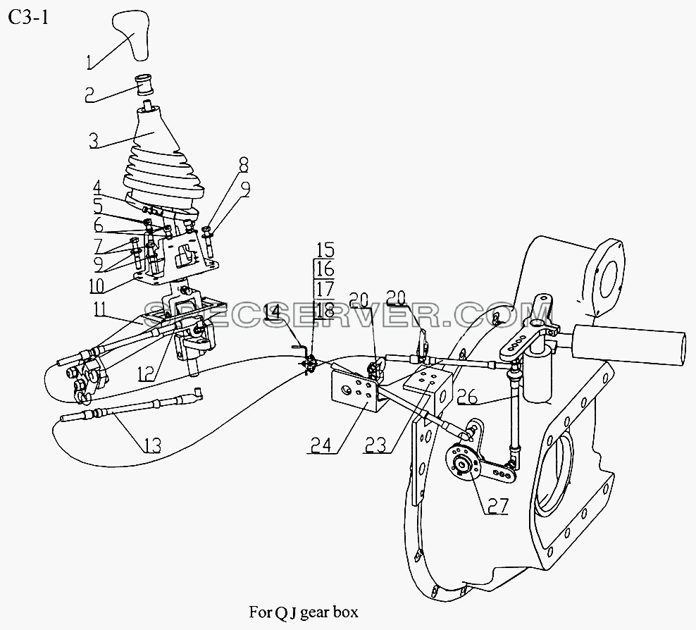 GEARBOX GEAR CHANGE SYSTEM (C3-1) для Sinotruck (полного) (список запасных частей)