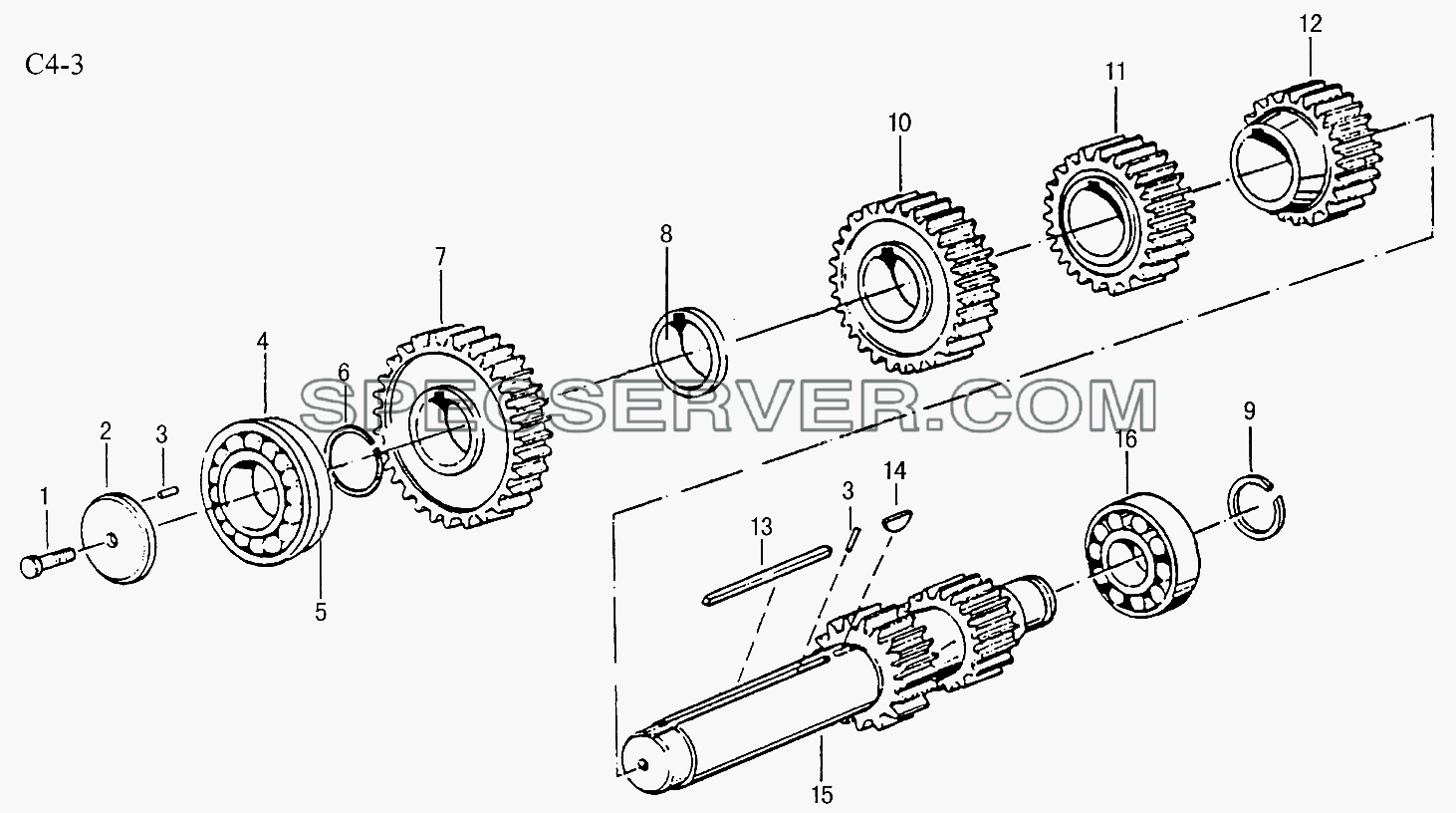 9JS150T LAY SHAFT (C4-3) для Sinotruck (полного) (список запасных частей)