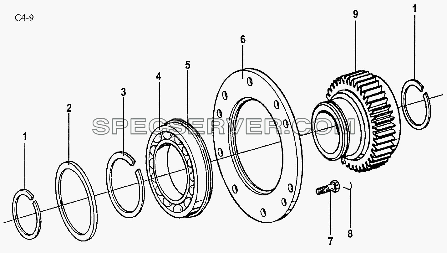 9JS150T AUX. GEARBOX DRIVE GEAR (C4-9) для Sinotruck (полного) (список запасных частей)