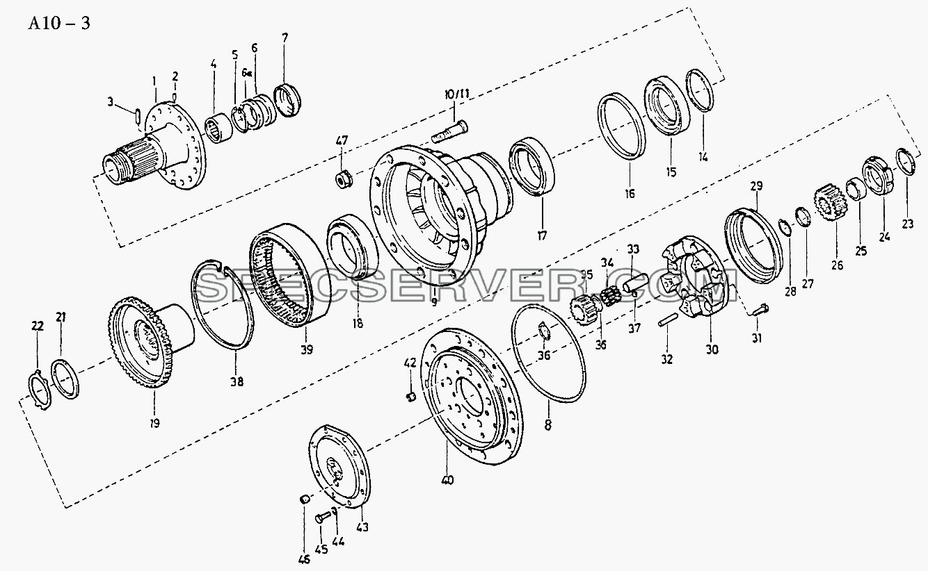 PLANETARY DRIVE OF FRONT DRIVE AXLE (A10-3) для Sinotruck (полного) (список запасных частей)