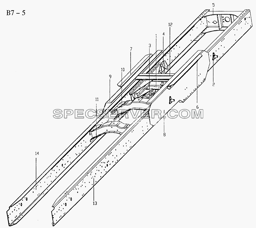 CHASSIS FRAME FOR 6x4 TRACTOR TRUCK (B7-5) для Sinotruck (полного) (список запасных частей)
