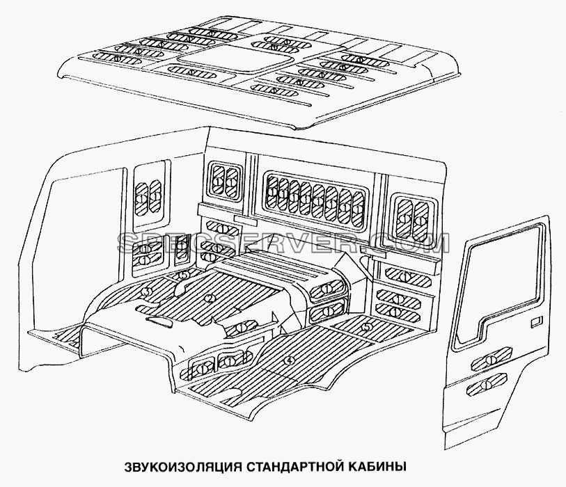 Звукоизоляция стандартной кабины для Howo (список запасных частей)
